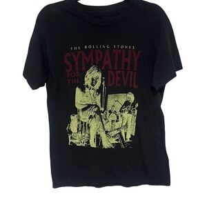 Hanes Mens Black The Rolling Stones Sympathy For The Devil T-Shirt Size Medium